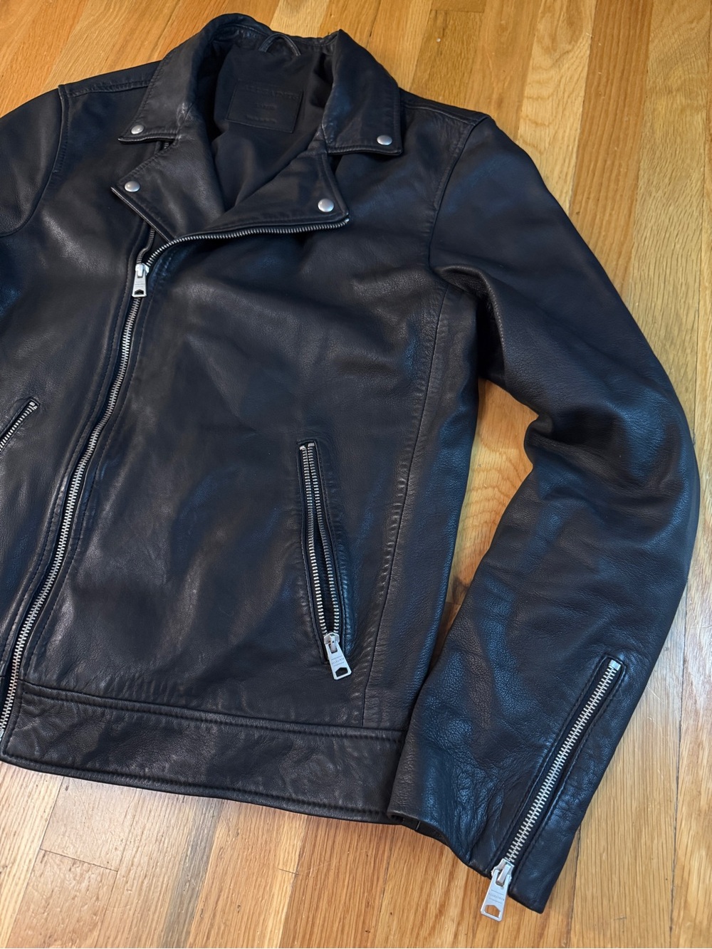 AllSaints Black Leather Moto Jacket